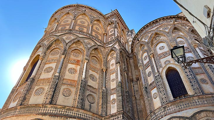 A view up towards the Monreale Cathedral